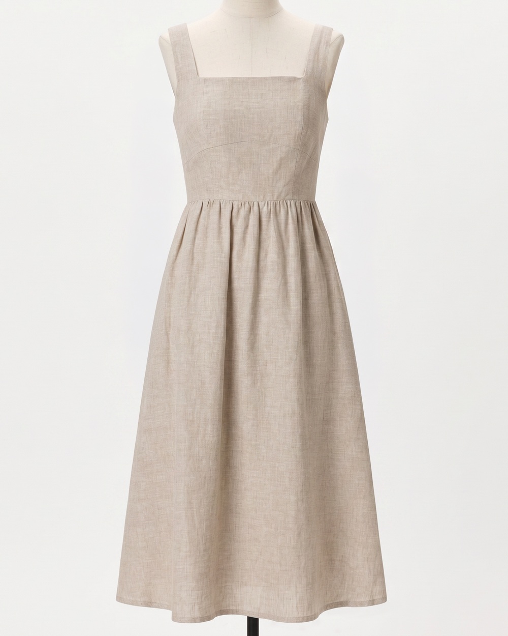 100% European Linen Fit & Flare Midi Dress